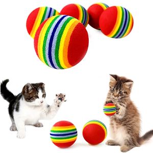 Giocattoli 5/10pcs Rainbow Cat Toy Balls Eva Foam Interactive Kittens Kittens Favore Gazzini Attività Bulk Chase Silent Play Sponge Ball