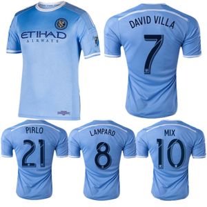 Jersey de futebol retrô da cidade de Nova York 15 16 NYCFC David Villa Lampard Pirlo Mix Diskerud Home Vintage Classic Football camisa 2757