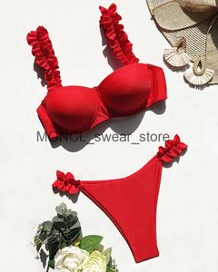 Kvinnors badkläder Push Up Bikini Set Womens 2023 Swimsuit Sexig Bow Biquini Lace Summer Two Piece Beach Suit H240507
