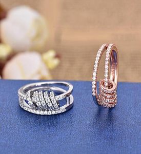 Hip Hop Fashion Multi Circle Ring Ring Silver Color Bling Cubic Digonia Geometry Ronger