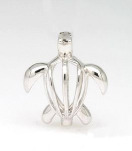 Katı 925 Gümüş Deniz Kaplumbağası Madalyon Kafes Sterling Gümüş Açılabilir İnci Boncuk Kafesi Kolye Takım Diy Takı Charms2477688