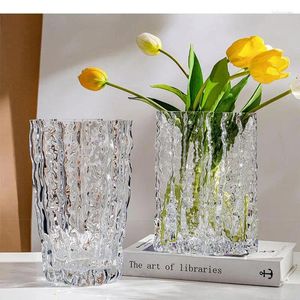 Vasen Erleichterung Textur Glas Vase kreative Hydroponic Blumenkolbenschreibtisch Dekoration Künstliche dekorative Blumenarrangement