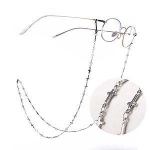 Eyeglasses chains Skyrim Stainless Steel Cross Sunglasses Chain Reading Glasses Strap Gothic Eyewear Cord Eyeglass Neck Rope Gift for Women Men