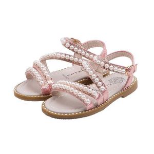 샌들 Zapatos Nia Kid Sandals Off 계절 비용 공연 공연 항암 진주 소녀 공주 신발 오픈 토 발가락 공주 신발 중학교 키드 신발