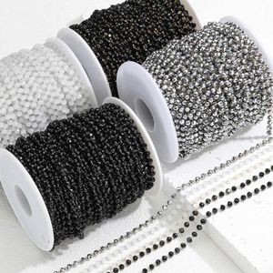 Brillenketten 1meter Stein Edelstahlkette Schwarz weiß Silber Farbe Kristallperlenketten für Halskettenarmbandschmuck DIY machen