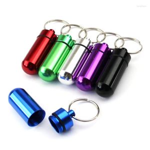 Storage Bottles High Quality Portable WaterProof Mini Blue Aluminum Keychain Tablet Box Bottle Case Holder