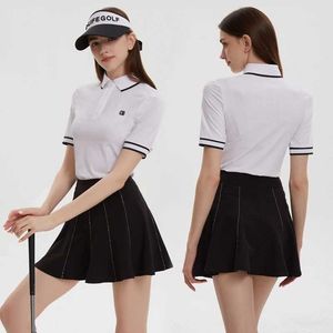Traccetti da donna G-Life 24 New Womens Clothes College Style Short Slve Lapel Tops Ladies Sports Ruffle Skort Skort Outfit Y240507
