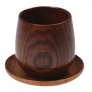Muggar japansk stil timmer kopp trä stor mage skull fast trä retro isolerad tekoppsset dricka 150 ml