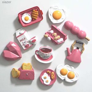 Ímãs de geladeira simulação 3d estilo alimento estilo congelado ímã rosa o ovo em forma de coração adesivo decorativo magnético para refrigerantes wx