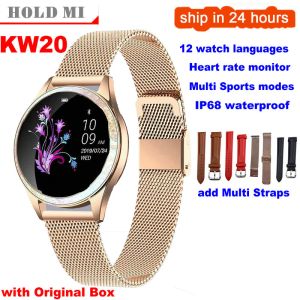 Uhren KW20 Smart Watch Women Vollbild Diamond Alloy Smartwatch Herzfrequenzmonitor Sportdame Femal Watch für iOS Andriod Telefon