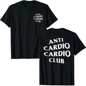 Men's T-Shirts Summer Anti Cardio Club Gym Life Sayings Letter Print Graphic T Tops for Women Men Clothing Exercise Outfits T240506