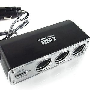 Neues heißes 3 -Wege -Multi -Sockel -Auto -Zigarette Leichtersplitter USB -Stecker Ladegerät DC 12V/24 V Dreifachadapter mit USB -Anschluss BX