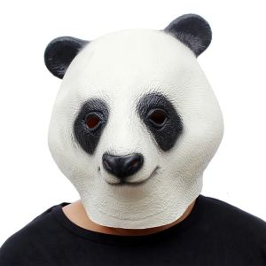 Masks Halloween Costume Prop Adult Latex Party Masks Panda Head Natural Silicone Rubber Cosplay Fancy Dress Animal Full Face Mask