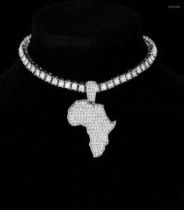 Pendant Necklaces Iced Out Africa Map Necklace Chain Bling Rhinestone For Men Colar Masculino7364883