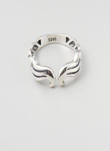 925 sterling silver jewelry wings shape retro silver plain silver open ring jewelry1681470