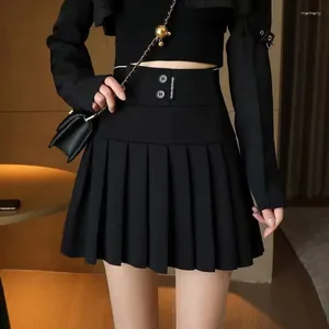 Saias y2k saia plissada feminino de verão preto alta cintura meninas dançando jk mini estudante de moda coreana A Faldas 2024
