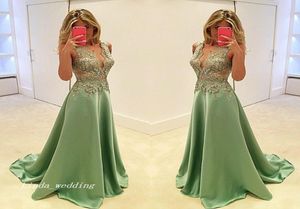 Hochqualität eine Linie Lime Green Abendkleid sexy Custom Make Satin Applique Langes formelles Besonderes Anlass Kleid Party Kleid plus SI2183145