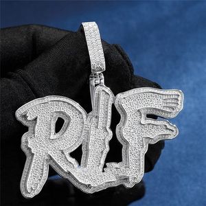 Lettera maschile personalizzata Hip Hop Gioielli MENS PENDANT 925 VVS VVS Nome Diamond Font Font Ini iniziale La catena della collana ghiacciata 240424