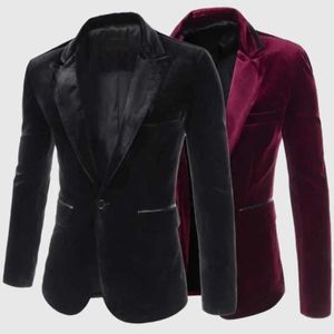 Men's Suits Blazers Mens new commercial Corduroy ultra-thin slim fitting small outfit one piece single chest set Q240507