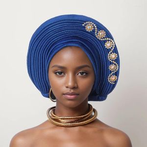 Etnik Giyim Nijerya Head Ties Diamonds Oto Gele Kadın Müdürleri Düğün Düğün Müslüman Bijab Bonnetler Moda Headgear African Headtie