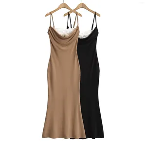 Casual Dresses Long For Women Semester kläder 2024 Summer Bodycon Midi Sexig spetsklänning Elegant Evening Party Black