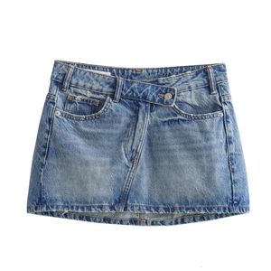 Womens Mini Skirts TRAF 2024 Spring and Summer Fashion Women Denim Skirts Casual Chic High Street Ladies Skirt 240426