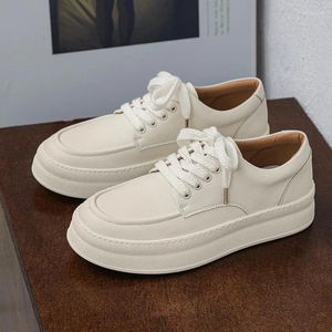 Sıradan Ayakkabı Kore tarzı Erkek Orijinal Deri Dikiş Düzenleri Ayakkabı Beyaz Platform Spor ayakkabıları Nefes Alabaş Sokak Ayakkabı Chaussure