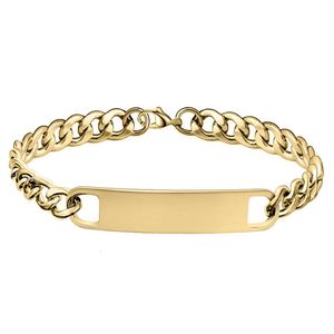 Stainless steel custom curved blank nameplate bracelet strip Cuban chain bracelet Men's bracelet Women's jewelry
