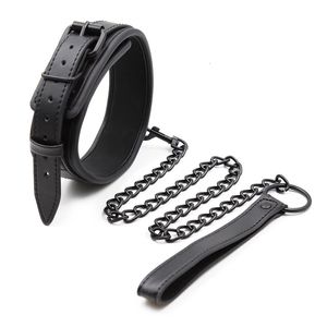 BDSM Collar Leather and Iron Chain Link BDSM Collars Slave