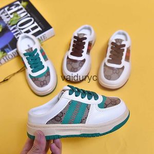 Sneakers Childrens Cricket Shoes 2023 Spring New Flat Bottom Half Tug Lazy Kick Boys Casual Popular on the Internet Girls Single H240507