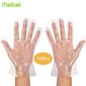 Gloves 50/100 Transparent Plastic Disposable Gloves Oneoff BBQ Cooking Gloves For Household Bathroom Sanitary Gloves for Cleaning