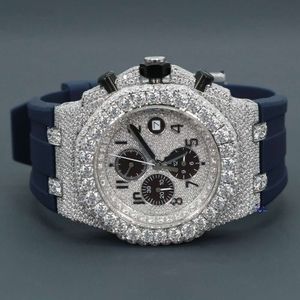 Trendiga Stainls Steel Y PESCHEDD med naturliga runda lysande snittade diamanter i VVS Clarity Hip Hop Watch för Mens Wrist Wear