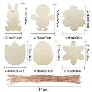 Party Supplies Easter egg rabbit pendant chicken hollow hanging decoration with holes wooden home decoration dd974 LL