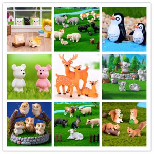 Miniatures 100pcs Kawaii Cartoon Animal Sheep Koala Camel Owl Resin Crafts Scrapbook DIY Doll House Furniture Accessories