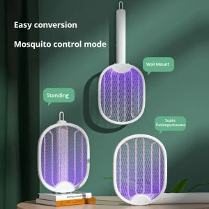 Zappers New Mosquito Killer Lamp USB充電式電気折りたたみ蚊キラーラケットフライスワッター3000V忌避ランプ