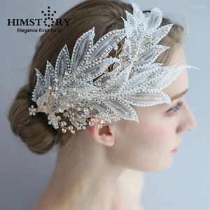 Clipes de cabelo Himstory Luxury Big Leaf Pornpins Hairpins Head Bands Dance Wedding Accessories Bridal BandBand Hair