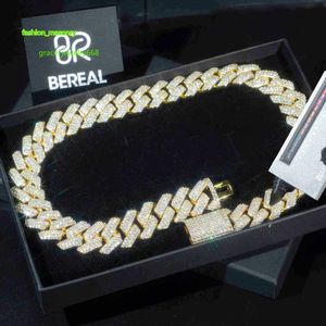 Anpassad 10k solid guld kubansk halsband VVS Moissanite Diamond Tester passerar is ut hiphop 14k Real Gold Chain 9mm 10mm 11mm 12mm