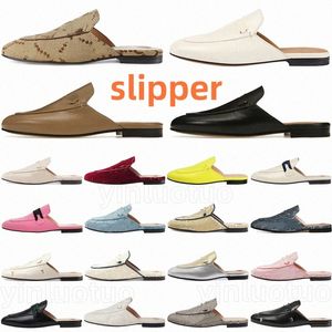 Designer Slipper Sandaler Slides Princetown Slippers Brown Leather Black Web Jumbo Camel Canvas Beige ljusrosa vita präglade kvinnor WFBG#