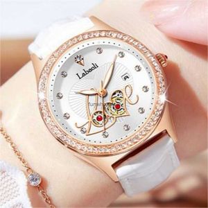 Womens Valentines Day diamond inlaid watch calendar waterproof luminous belt womens quartz Fangsheng clock