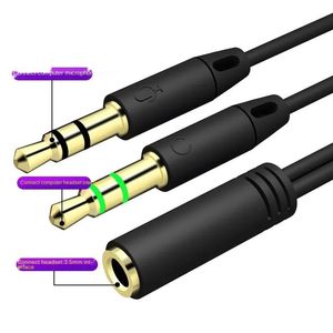 Ny mobiltelefonmikrofon One-Two Audio Connector Cable Hörlurar Konvertera datorhuvudet 3.5 Två-i-en-splitter för mobiltelefon