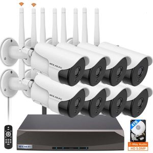 2-Way Audio 2-Antenna 5.0Megapixel Outdoor Wireless Security Camera System with WiFi, Waterproof Home Video Surveillance Camera System 10-Channel 5MP NVR DVR