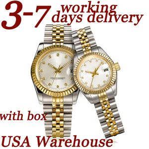 Assista Mens Automático Gold Womenwatch Full Stoxless Sapphire Sapphire Impermeável Luminoso Casais Casais Relógios Montre de Luxe 41/36/28mm