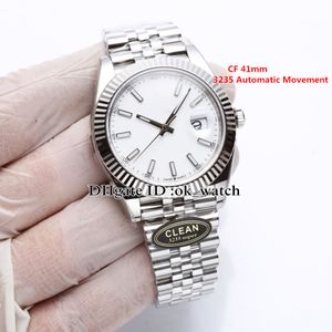 CF 41mm 126334 3235自動メンズウォッチホワイトダイヤルサファイアミラー日付904lsteelケースwristwatchesステンレス鋼ブレスレット