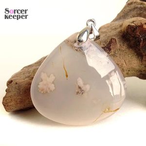 Pendant Necklaces Fashion DIY Charm Women Man Natural Cherry Blossoms Agate Stone Slide Healing Crystal For Jewelry Making BI064