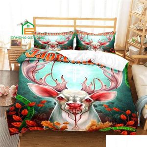 Bettwäsche -Sets Jagermeister Deer Muster Duvet für ALDT Kids Bed Game Quilt Tröster ER SET DROP DIE DIE DIE GARTILE Textilien Lieferungen DH4VY