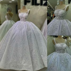 Juvelklänningar som skiner Pearls Ball Wedding Designer Sequins Sökande Backless Gleats Court Custom Plus Size Made Bridal Clown Vestidos de Novia