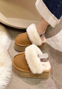 Top quality man women increase snow slippers Soft comfortable sheepskin keep Warm slippers Girl Beautiful gift transshipment 7940626