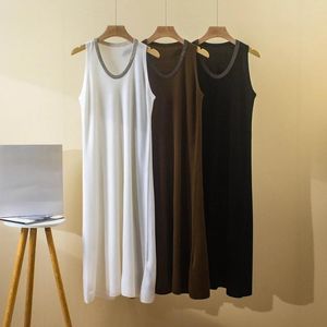 Casual Dresses Ladies 2024 Summer Wool Chain U-Neck mjuk vaxig stickad värmevästklänning