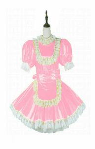 Sissy Maid PVCドレスロック可能なコスプレコスチュームTailormade014099760