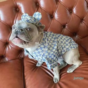 Apparel Luxury Dog Denim Shirt Hat Set 4 Seasons Cute Pet Cat Dog Coat Liten Medium Dog Teddy Pug Pomeranian Corgi